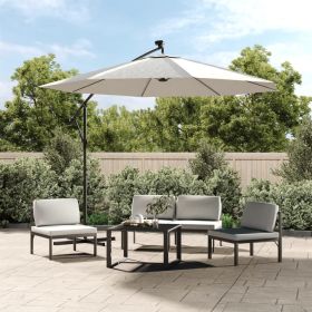 Hanging Parasol with LED Lighting 118.1" Sand Metal Pole