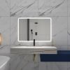 40 x 28 in. Large Rectangular Frameless Wall-Mount Anti-Fog LED Light Bathroom Vanity Mirror