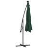 Hanging Parasol with LED Lighting 118.1" Green Metal Pole