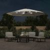 Hanging Parasol with LED Lighting 118.1" Sand Metal Pole