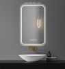 20*28 inch LED Vanity Smart Mirror with time and temperature display, equipped with defogging and gradient 3-color lighting.