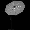 Hanging Parasol with LED Lighting 118.1" Sand Metal Pole