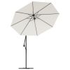 Hanging Parasol with LED Lighting 118.1" Sand Metal Pole