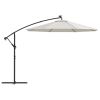 Hanging Parasol with LED Lighting 118.1" Sand Metal Pole
