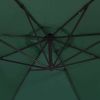 Hanging Parasol with LED Lighting 118.1" Green Metal Pole