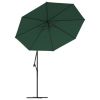Hanging Parasol with LED Lighting 118.1" Green Metal Pole
