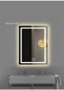 20*28 inch LED Vanity Smart Mirror with time and temperature display, equipped with defogging and gradient 3-color lighting.