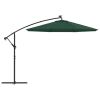 Hanging Parasol with LED Lighting 118.1" Green Metal Pole