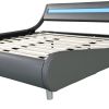 Faux Leather Upholstered Platform Bed Frame with led lighting , Curve Design, Wood Slat Support, No Box Spring Needed, Easy Assemble, King Size, Gray