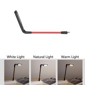 3 Colors LED Night Light Hand Sweep Smart Reading Book Lights USB Plug Foldable Portable Desk Lamp for Laptop Keyboard Lighting (Emitting Color: Red)