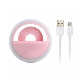 LED Smart Phone Camera Photo Beauty Light; Ring Light Clipped On The Phone; Three Files Lighting Adjustment. (Color: Pink 1pc)