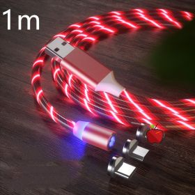 Magnetic Charging Cable Streamer Fast Charging Cable Lighting Micro USB Cable LED Magnet Charger Type-C Cable (Color: Red)