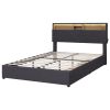 Queen Size Upholstered Platform Bed with Storage Headboard, LED, USB Charging and 2 Drawers