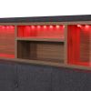 Queen Size Upholstered Platform Bed with Storage Headboard, LED, USB Charging and 2 Drawers