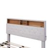 Full Size Upholstered Platform Bed with Storage Headboard, LED, USB Charging and 2 Drawers