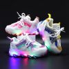 Children LED Glowing Shoes Baby Luminous Sneaker Boys Lighting Running Shoes Kids Breathable Mesh Sneakers Autumn Winter Shoe