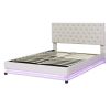 Queen Size Storage Upholstered Platform Bed with Adjustable Tufted Headboard and LED Light