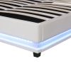 Queen Size Storage Upholstered Platform Bed with Adjustable Tufted Headboard and LED Light