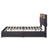 Full Size Upholstered Platform Bed with Storage Headboard, LED, USB Charging and 2 Drawers