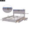 Queen Size Upholstered Platform Bed with Storage Headboard, LED, USB Charging and 2 Drawers