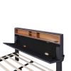 Full Size Upholstered Platform Bed with Storage Headboard, LED, USB Charging and 2 Drawers