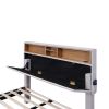 Full Size Upholstered Platform Bed with Storage Headboard, LED, USB Charging and 2 Drawers