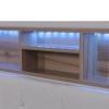 Queen Size Upholstered Platform Bed with Storage Headboard, LED, USB Charging and 2 Drawers