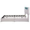 Full Size Upholstered Platform Bed with Storage Headboard, LED, USB Charging and 2 Drawers
