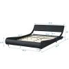 Faux Leather Upholstered Platform Bed Frame with led lighting , Curve Design, Wood Slat Support, No Box Spring Needed, Easy Assemble, Queen Size,
