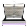Queen Size Storage Upholstered Platform Bed with Adjustable Tufted Headboard and LED Light