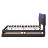 Full Size Upholstered Platform Bed with Storage Headboard, LED, USB Charging and 2 Drawers